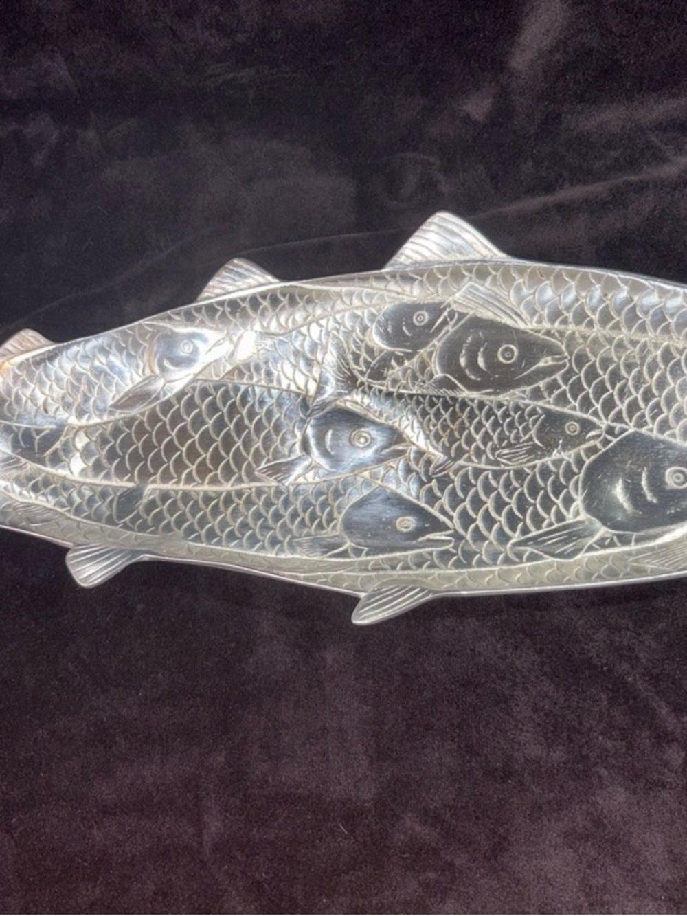 Rare Arthur Court Fish Platter School of Fish Serving Tray Silver Coastal EUC